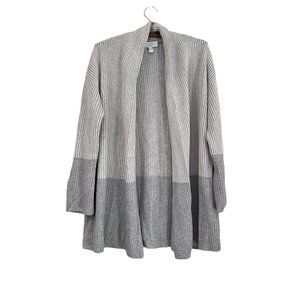 The White Company Gray White Colorblock Wool Cashmere Chunky Knit Cardigan Sz M
